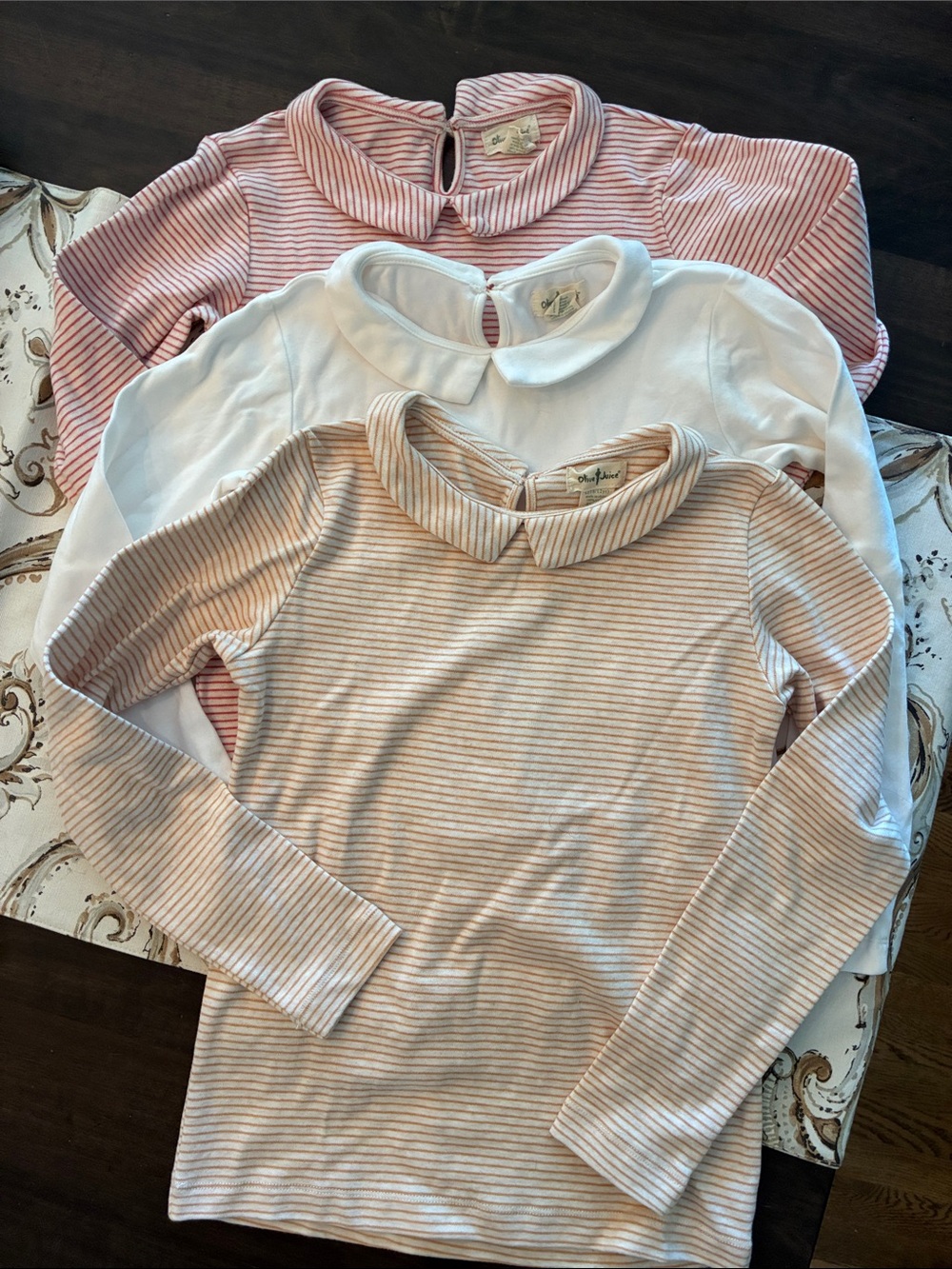Peter Pan collar bundle of 3 tops by Olive Juice, size 10/12 year